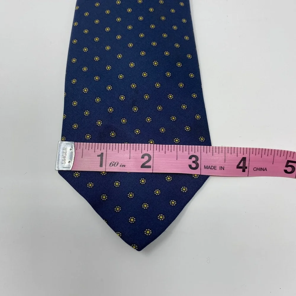 Brooks Brothers Tie Men Blue 100% Silk Necktie Spring Daisy Flower Made in‎ USA